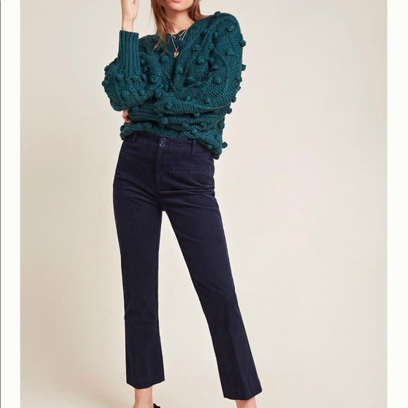 NWT ANTHROPOLOGIE CORDUROY CROPPED FLARE TROUSERS - Picture 6 of 6